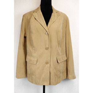 Judith Hart Blazer Woman 16 W Long Sleeve Soft Jacket Tan Flap Pockets Lining